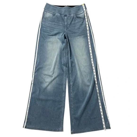 Halara Flex High Waisted Stripe Wide Leg Jeans w/ Pockets Size Medium - Picture 9 of 11